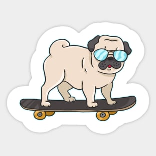 Skater Pug Sticker